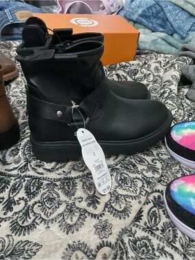 wonder nation Black Girls Moto Ankle Boots
